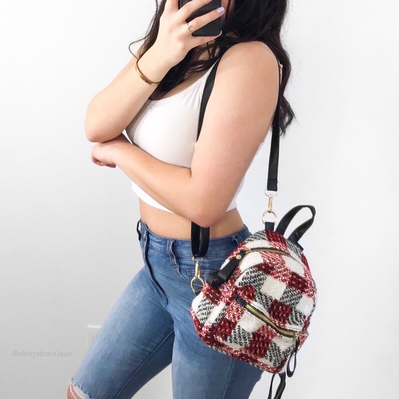 Daisys Boutique Handbags - Alexis plaid mini backpack